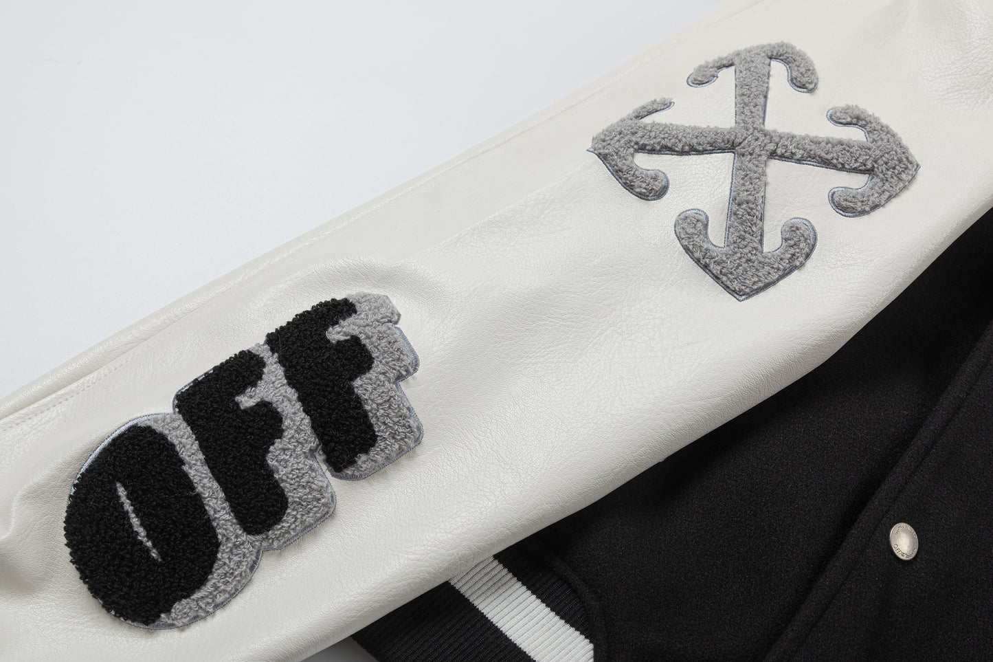 OFF WHITE embroidered leather baseball jacket S26