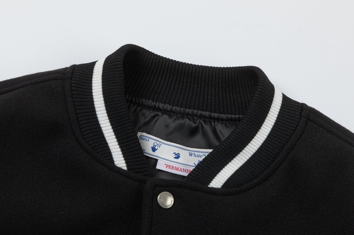 OFF WHITE new embroidered leather baseball jacket S27