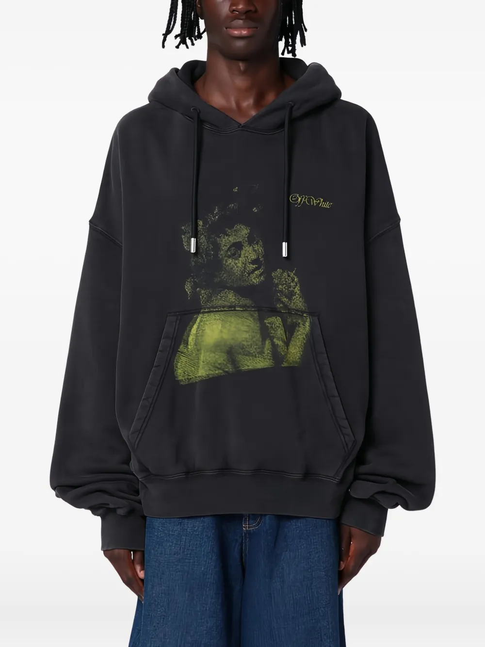 Off white 460g heavy washed hooded sweatshirt 9073