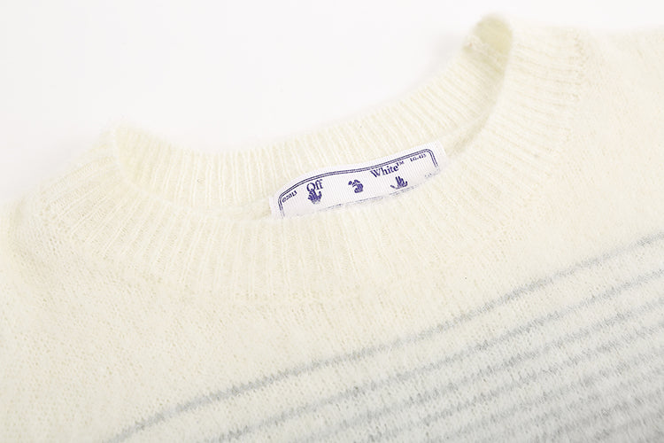 OFF-WHITE Black and gray gradient OW mohair striped arrow sweater 387