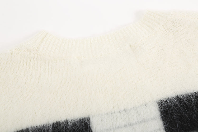 OFF-WHITE Black and gray gradient OW mohair striped arrow sweater 387