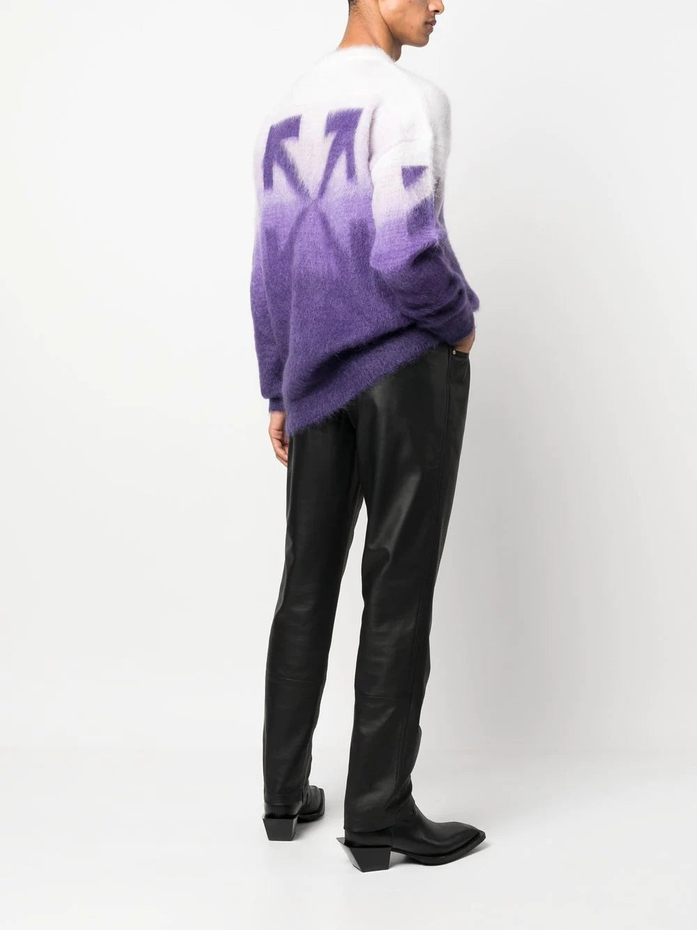 OFF WHITE Gradient Purple OW Mohair Arrow Sweater 385