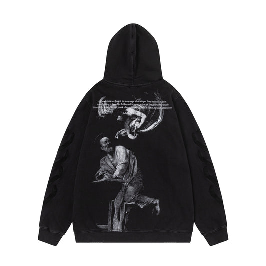 Off white 460g heavy washed hooded sweatshirt 8108