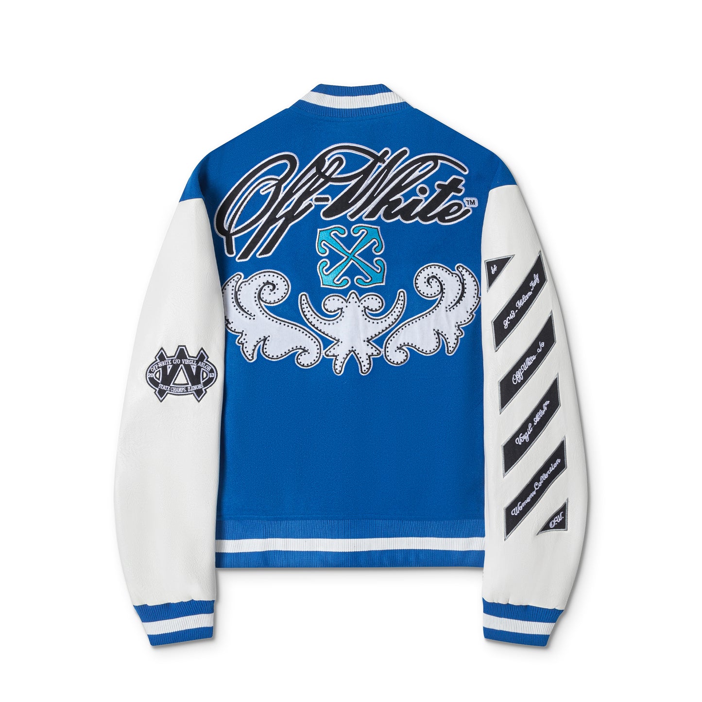 OFF WHITE embroidered leather baseball jacket S31