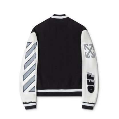 OFF WHITE embroidered leather baseball jacket S26