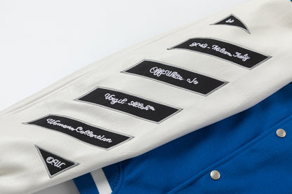 OFF WHITE embroidered leather baseball jacket S31