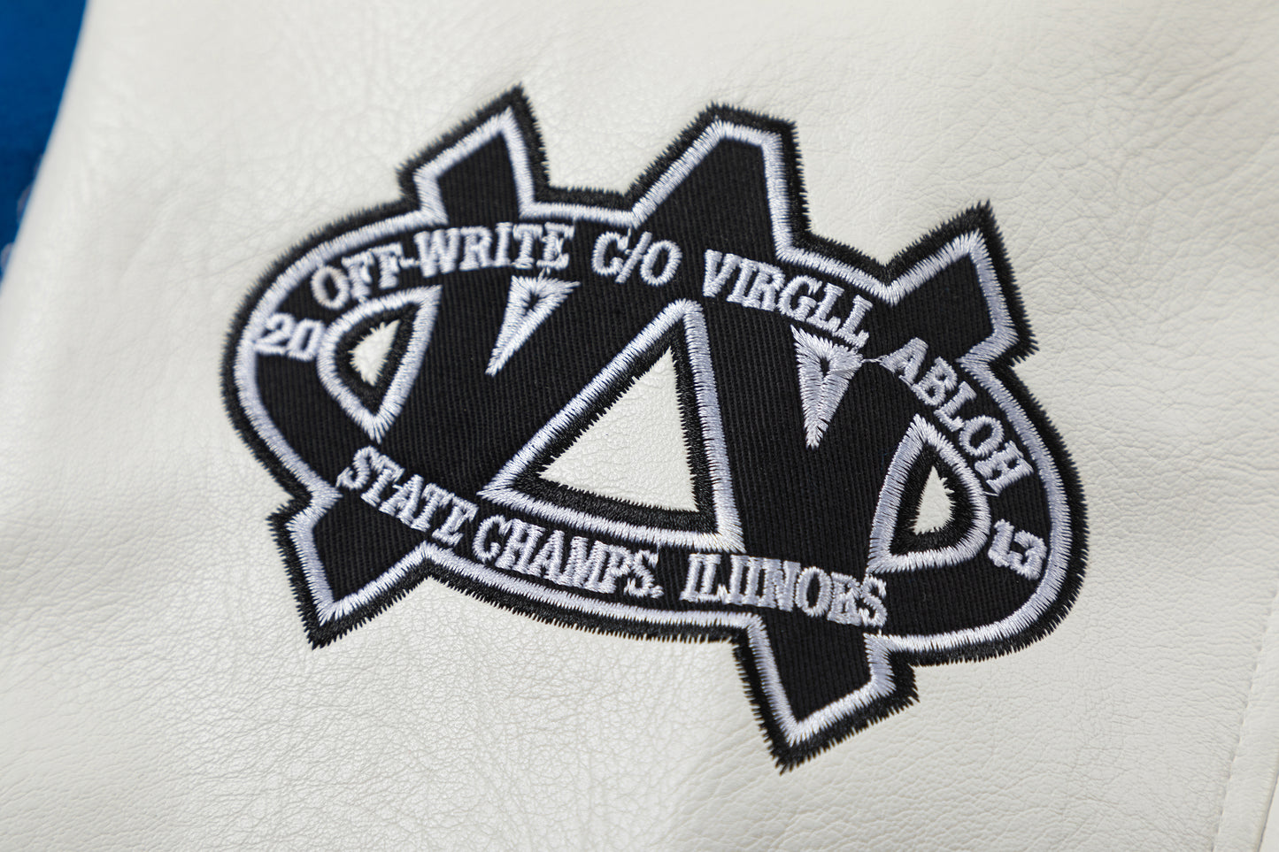 OFF WHITE embroidered leather baseball jacket S31