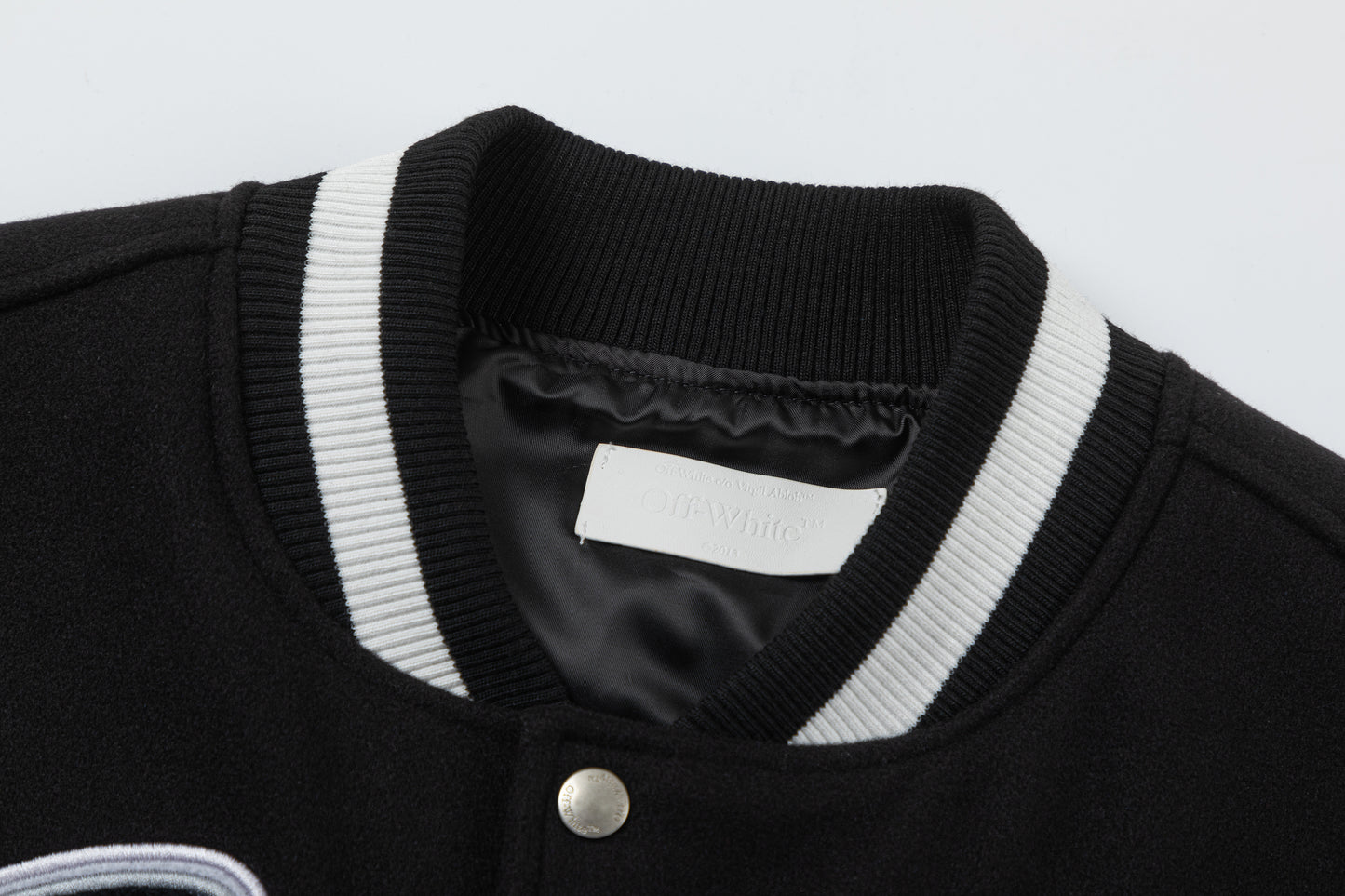 OFF WHITE embroidered leather baseball jacket S26