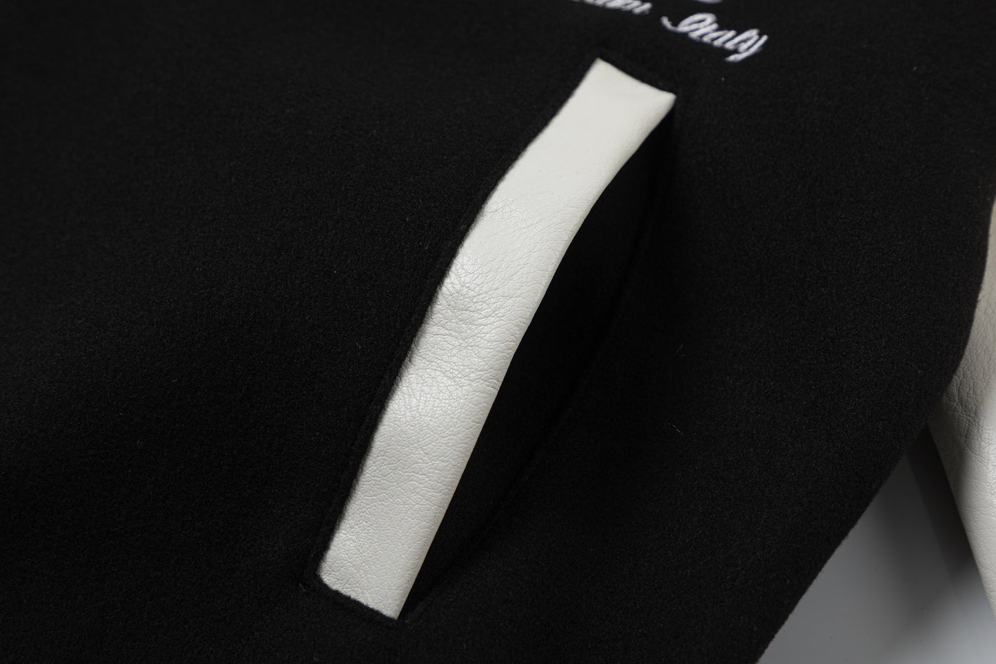 OFF WHITE embroidered leather baseball jacket S26