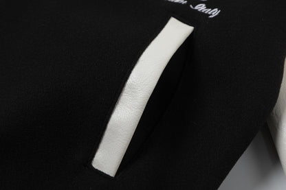 OFF WHITE embroidered leather baseball jacket S26