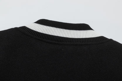 OFF WHITE embroidered leather baseball jacket S26