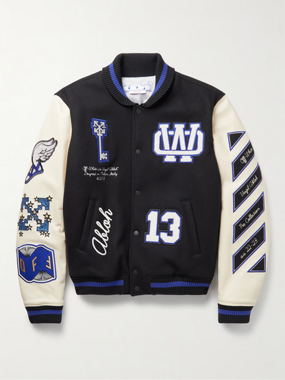 OFF-WHITE embroidered rhinestone jacket S015