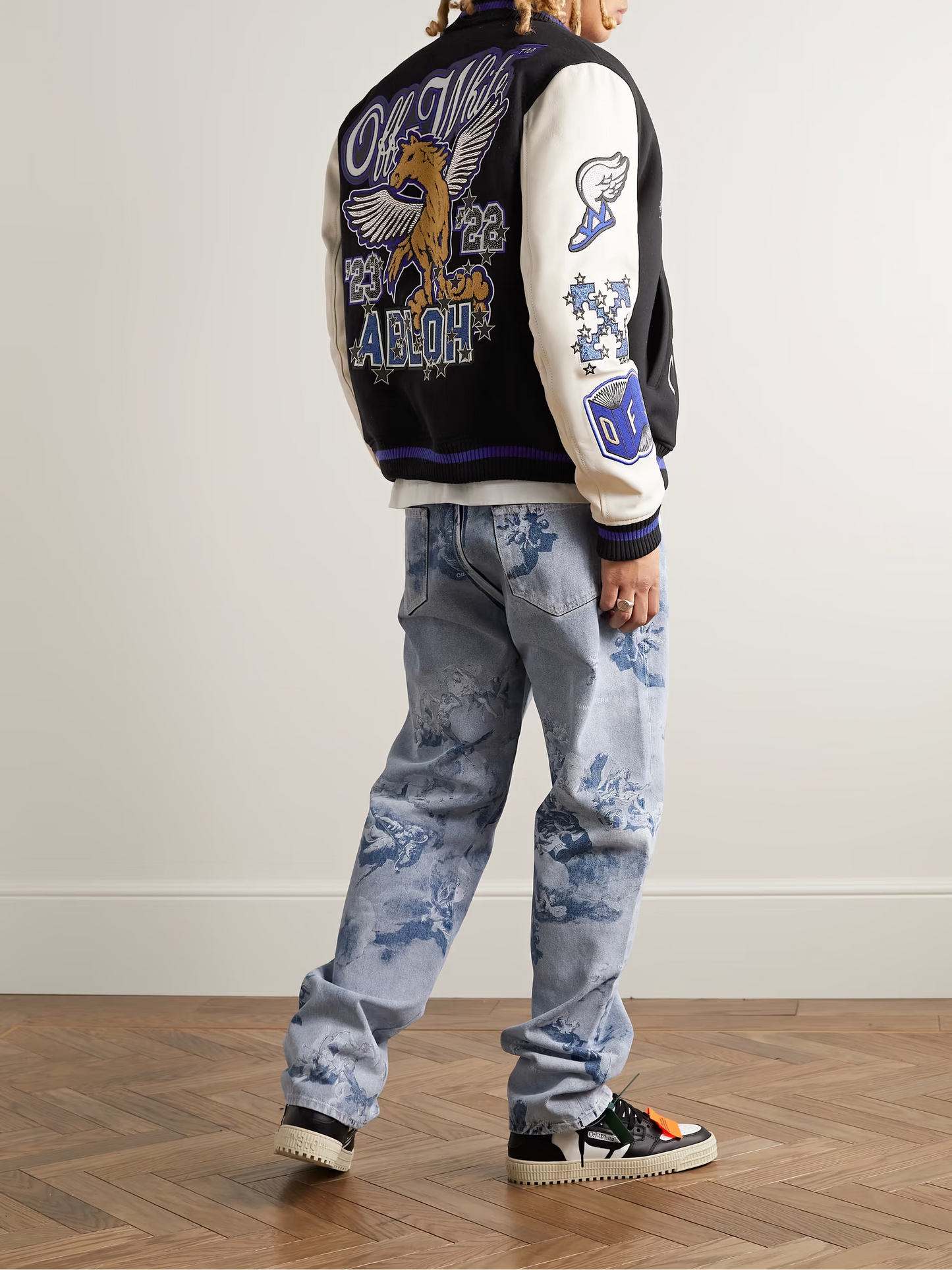 OFF-WHITE embroidered rhinestone jacket S015