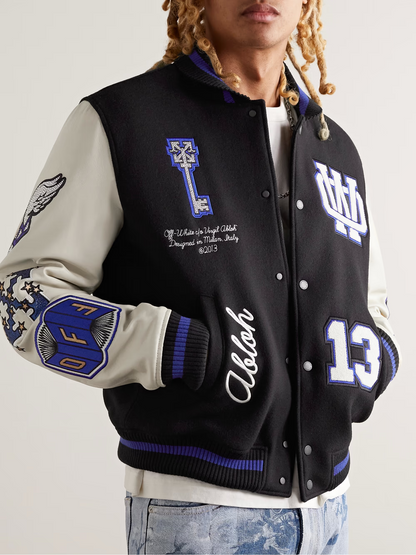 OFF-WHITE embroidered rhinestone jacket S015