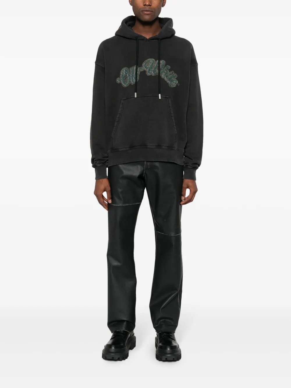 Off white 460g heavy washed hooded sweatshirt 9080