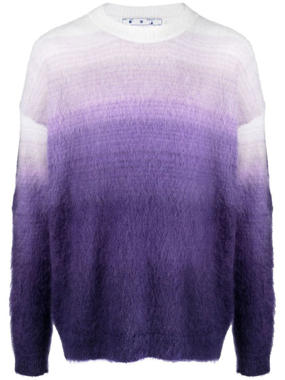 OFF WHITE Gradient Purple OW Mohair Arrow Sweater 385