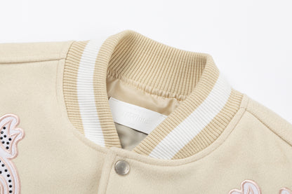 OFF WHITE new embroidered leather baseball jacket S30