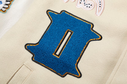 OFF WHITE new embroidered leather baseball jacket S30