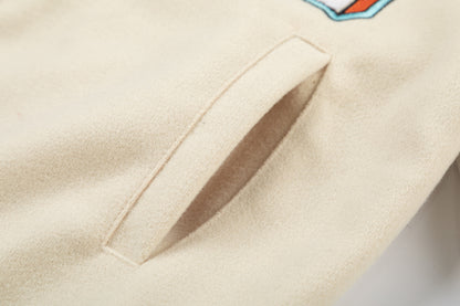 OFF WHITE new embroidered leather baseball jacket S30