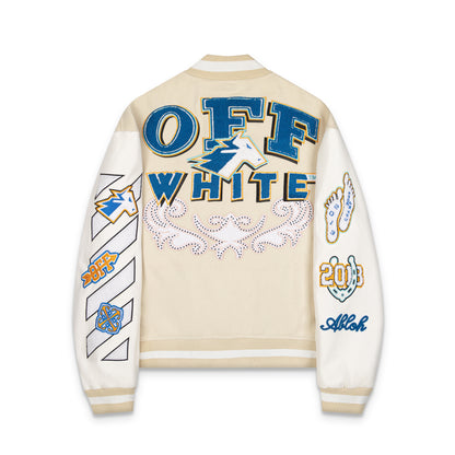 OFF WHITE new embroidered leather baseball jacket S30