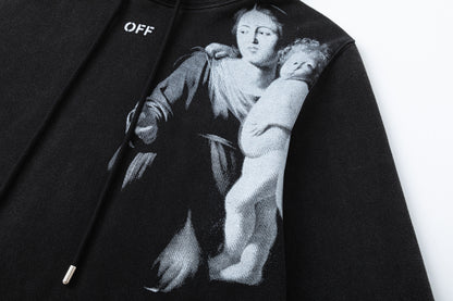 Off white 460g heavy washed hooded sweatshirt 9081