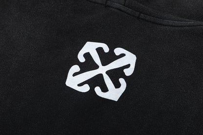 Off white 460g heavy washed hooded sweatshirt 9081