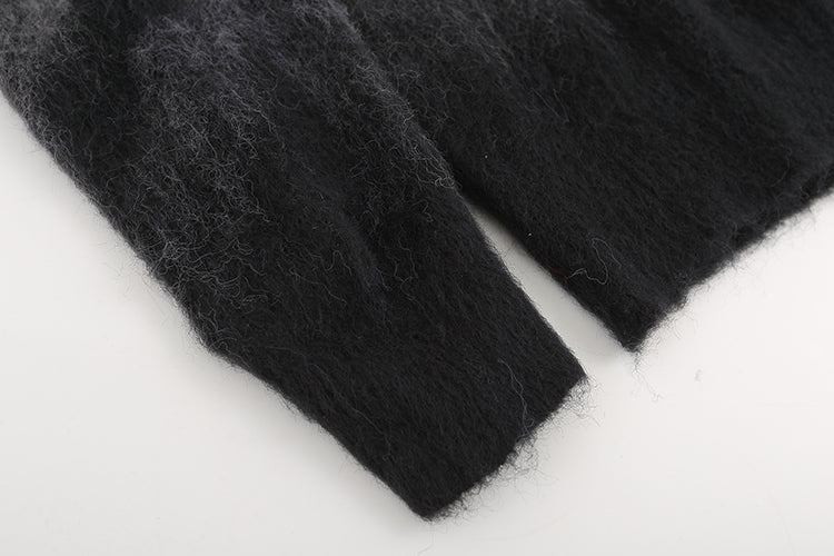 OFF-WHITE Black and gray gradient OW mohair striped arrow sweater 387