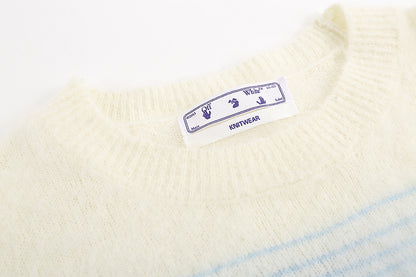 OFF WHITE Blue Gradient OW Mohair Striped Arrow Sweater 386
