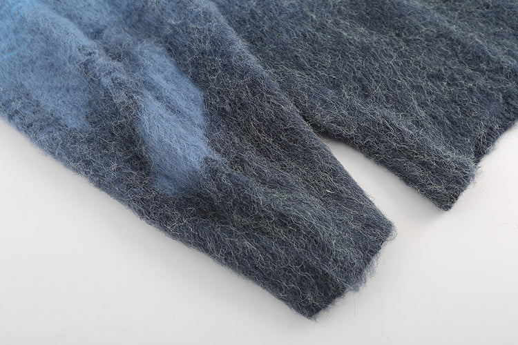 OFF WHITE Blue Gradient OW Mohair Striped Arrow Sweater 386