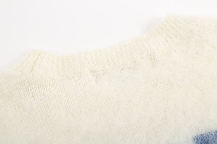 OFF WHITE Blue Gradient OW Mohair Striped Arrow Sweater 386