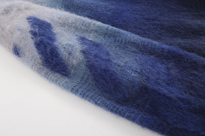 OFF WHITE Gradient gray-blue OW mohair striped arrow sweater 390