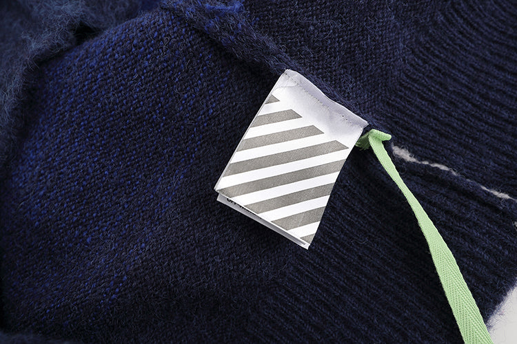 OFF WHITE Gradient gray-blue OW mohair striped arrow sweater 390