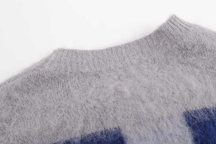 OFF WHITE Gradient gray-blue OW mohair striped arrow sweater 390