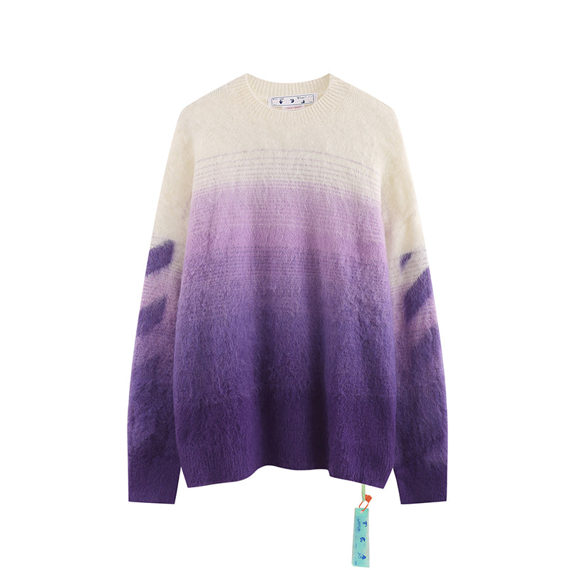 OFF WHITE Gradient Purple OW Mohair Arrow Sweater 385