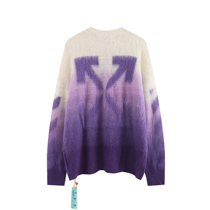 OFF WHITE Gradient Purple OW Mohair Arrow Sweater 385
