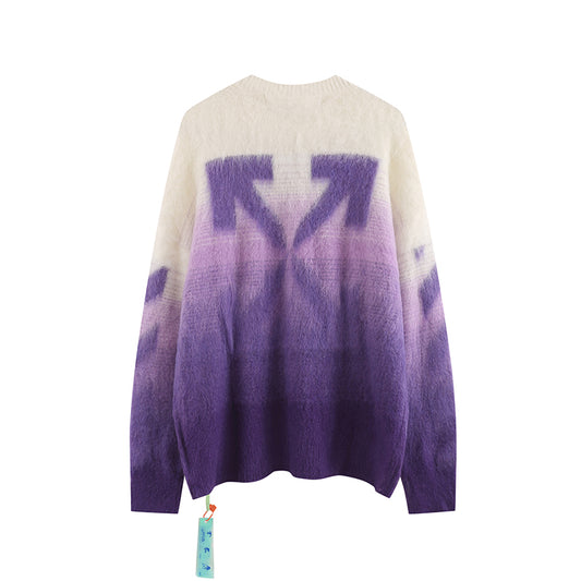 OFF WHITE Gradient Purple OW Mohair Arrow Sweater 385