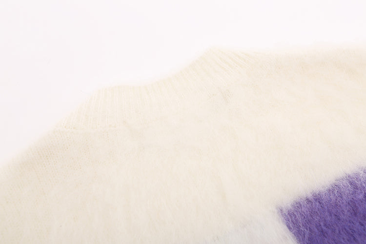 OFF WHITE Gradient Purple OW Mohair Arrow Sweater 385