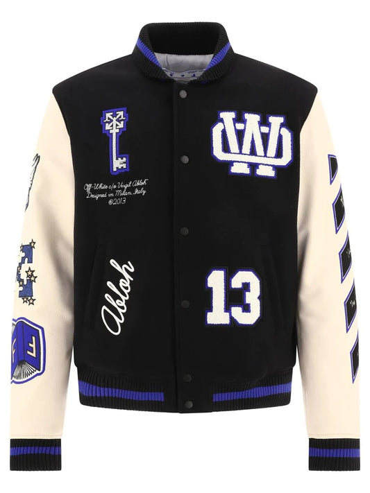 OFF-WHITE embroidered rhinestone jacket S015