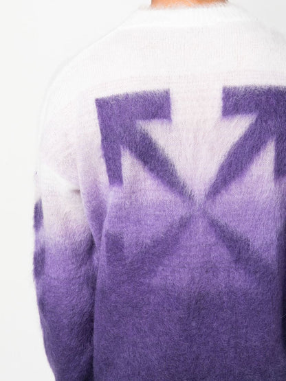 OFF WHITE Gradient Purple OW Mohair Arrow Sweater 385